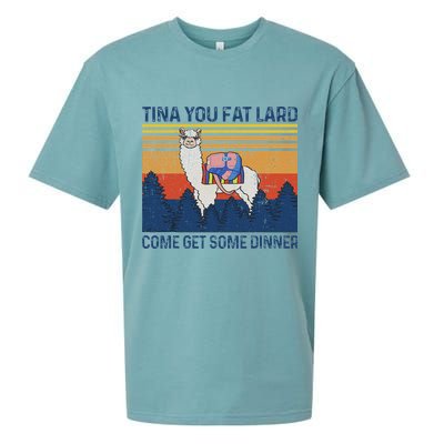 Funny Alpaca Tina You Fat Lard Come And Get Some Dinner Sueded Cloud Jersey T-Shirt