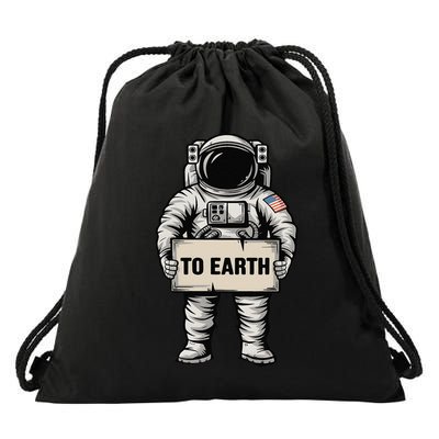 Funny Astronaut To Earth Space Exploration Drawstring Bag