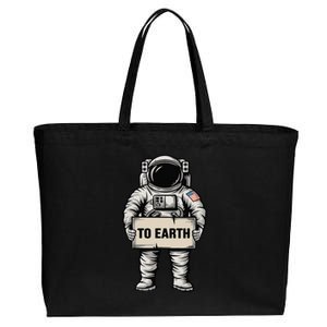 Funny Astronaut To Earth Space Exploration Cotton Canvas Jumbo Tote