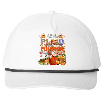 Fall All The Plaid And Pumpkin Things Autumn Snapback Five-Panel Rope Hat