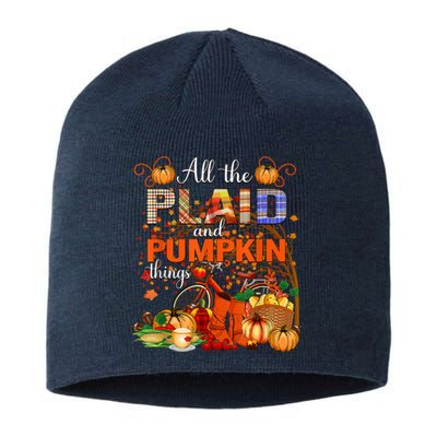 Fall All The Plaid And Pumpkin Things Autumn Sustainable Beanie