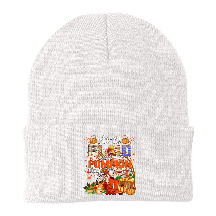 Fall All The Plaid And Pumpkin Things Autumn Knit Cap Winter Beanie