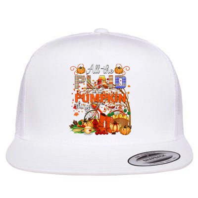 Fall All The Plaid And Pumpkin Things Autumn Flat Bill Trucker Hat