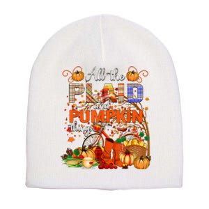 Fall All The Plaid And Pumpkin Things Autumn Short Acrylic Beanie