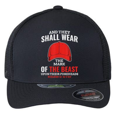 Funny Anti Trump Mark Of The Beast Red Hat Flexfit Unipanel Trucker Cap