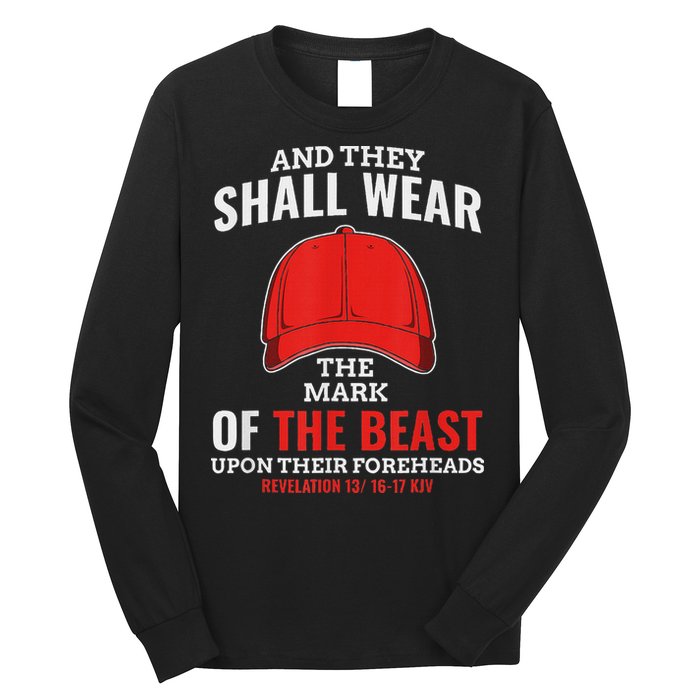 Funny Anti Trump Mark Of The Beast Red Hat Long Sleeve Shirt