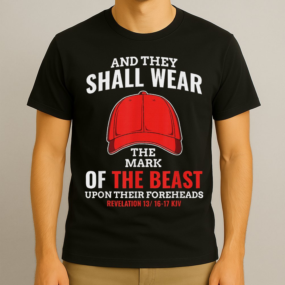 Funny Anti Trump Mark Of The Beast Red Hat T-Shirt