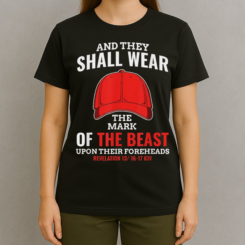 Funny Anti Trump Mark Of The Beast Red Hat T-Shirt