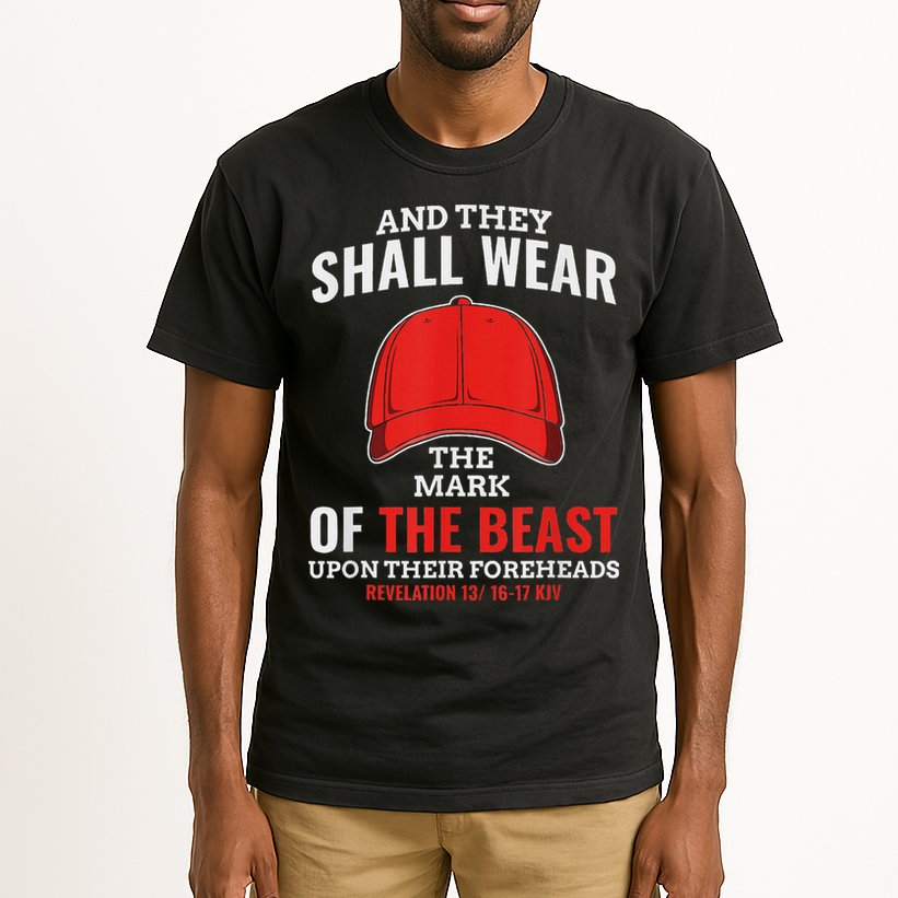 Funny Anti Trump Mark Of The Beast Red Hat Tall T-Shirt