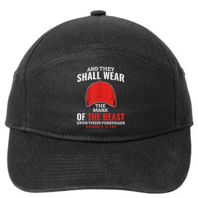 Funny Anti Trump Mark Of The Beast Red Hat 7-Panel Snapback Hat