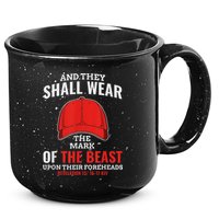 Funny Anti Trump Mark Of The Beast Red Hat 15oz Campfire Ceramic Mug