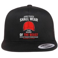 Funny Anti Trump Mark Of The Beast Red Hat Flat Bill Trucker Hat