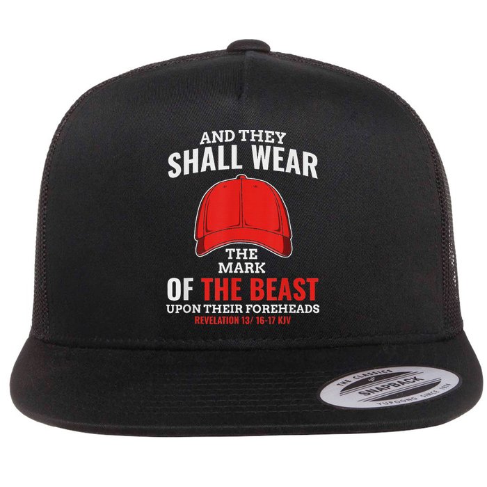 Funny Anti Trump Mark Of The Beast Red Hat Flat Bill Trucker Hat