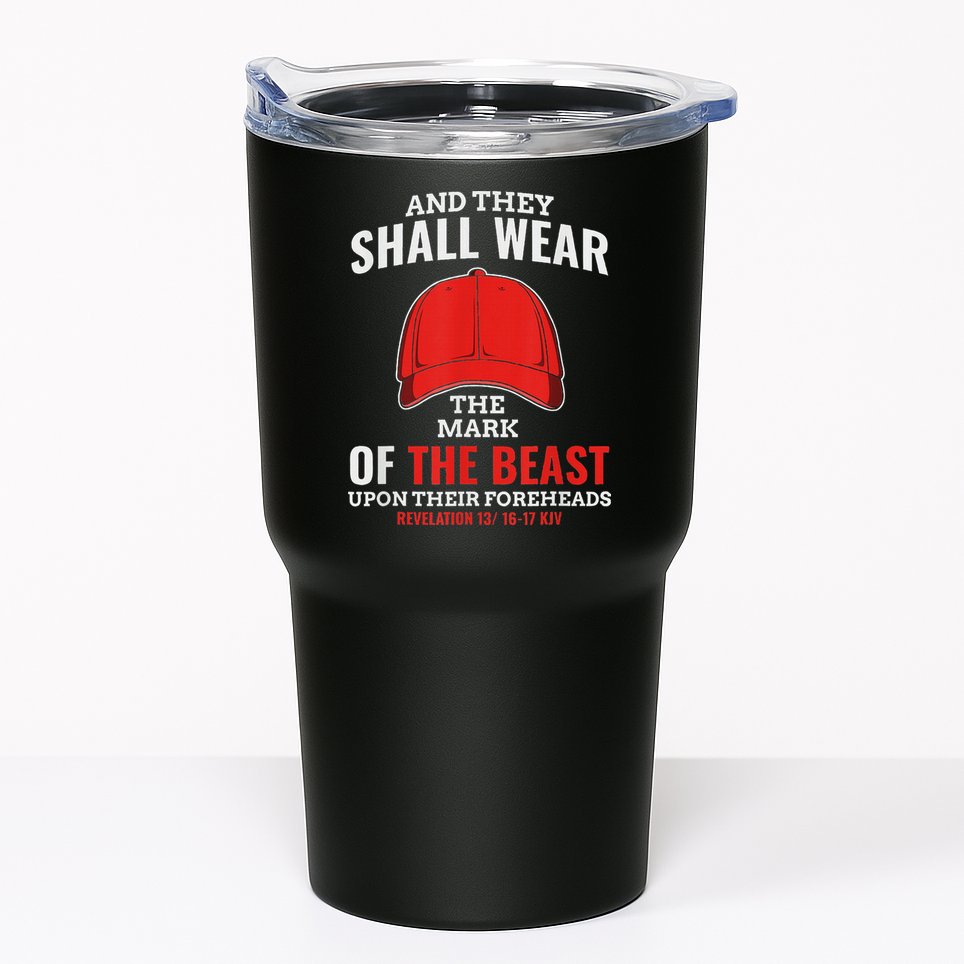 Funny Anti Trump Mark Of The Beast Red Hat Tumbler