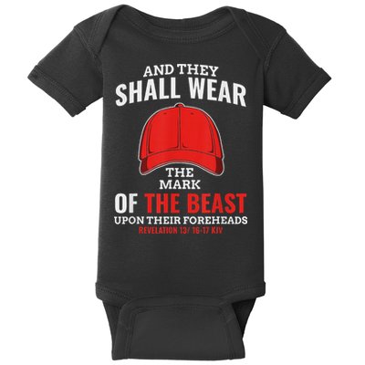 Funny Anti Trump Mark Of The Beast Red Hat Baby Bodysuit