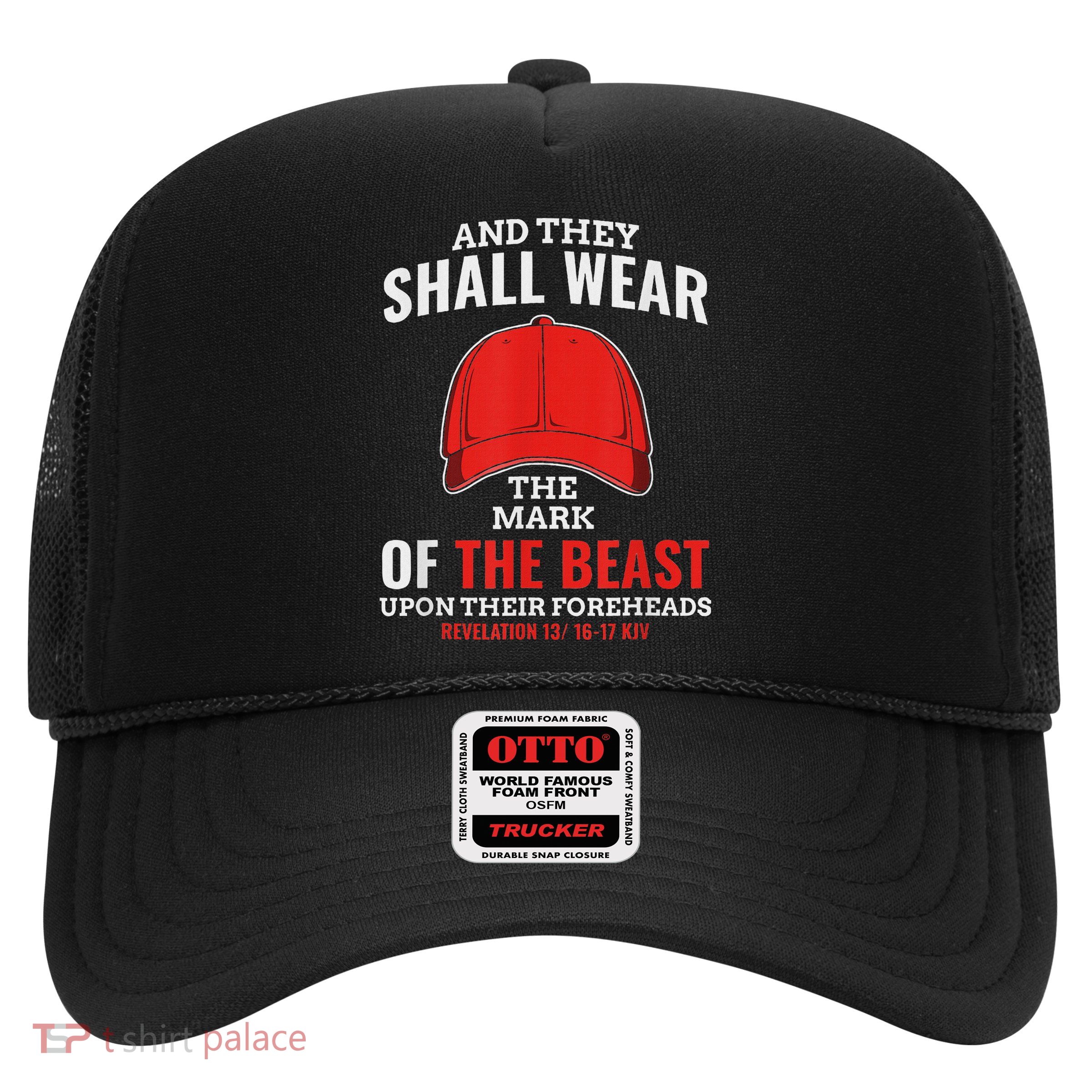 Funny Anti Trump Mark Of The Beast Red Hat Trucker Hat