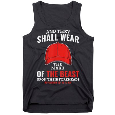 Funny Anti Trump Mark Of The Beast Red Hat Tank Top