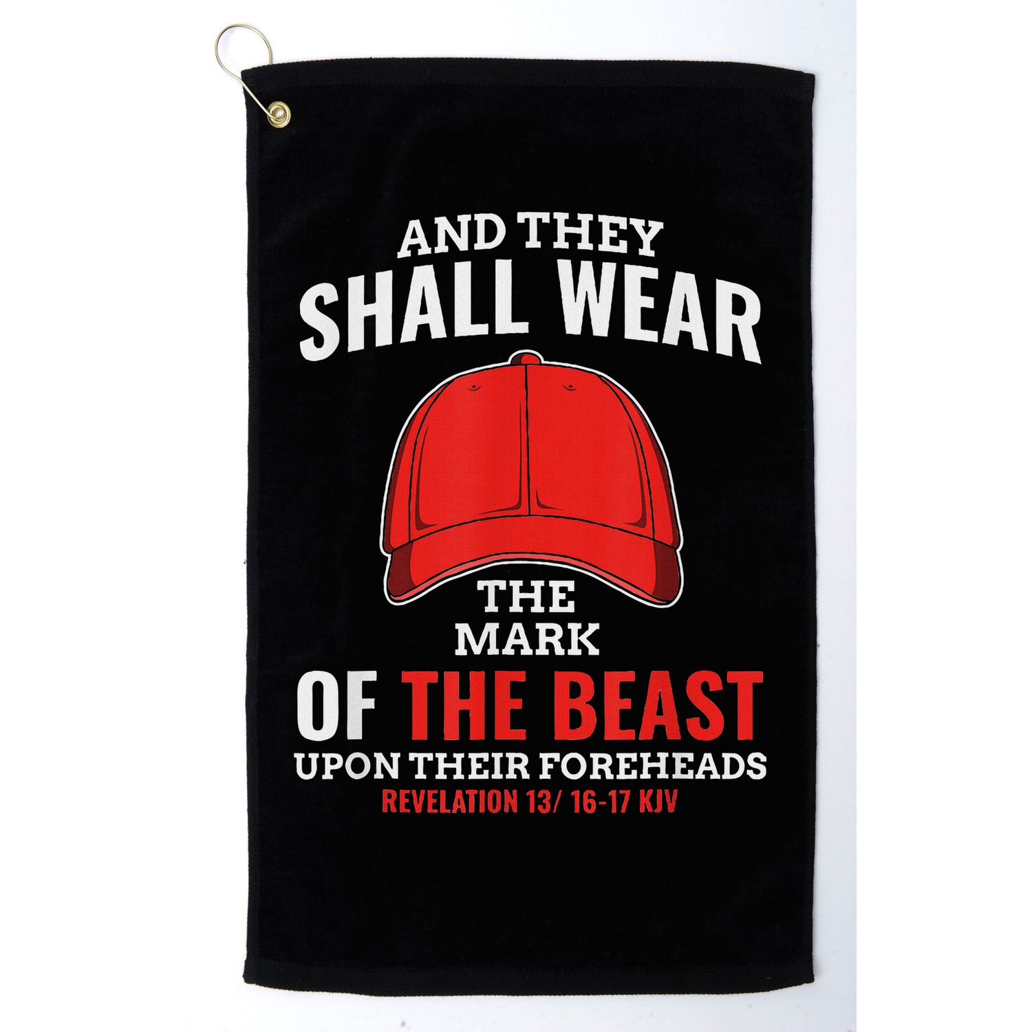 Funny Anti Trump Mark Of The Beast Red Hat Golf Towel