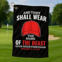 Funny Anti Trump Mark Of The Beast Red Hat Golf Towel
