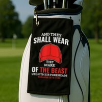 Funny Anti Trump Mark Of The Beast Red Hat Golf Towel