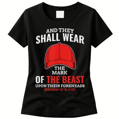 Funny Anti Trump Mark Of The Beast Red Hat Womens T-Shirt