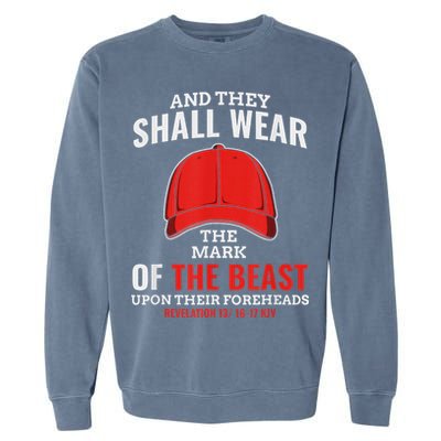 Funny Anti Trump Mark Of The Beast Red Hat Garment-Dyed Sweatshirt
