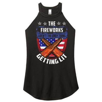 Fireworks Aren't The Thing Getting Lit Funny American Liquor Women’s Perfect Tri Rocker Tank