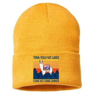 Funny Alpaca Tina You Fat Lard Come And Get Some Dinner Sustainable Knit Beanie