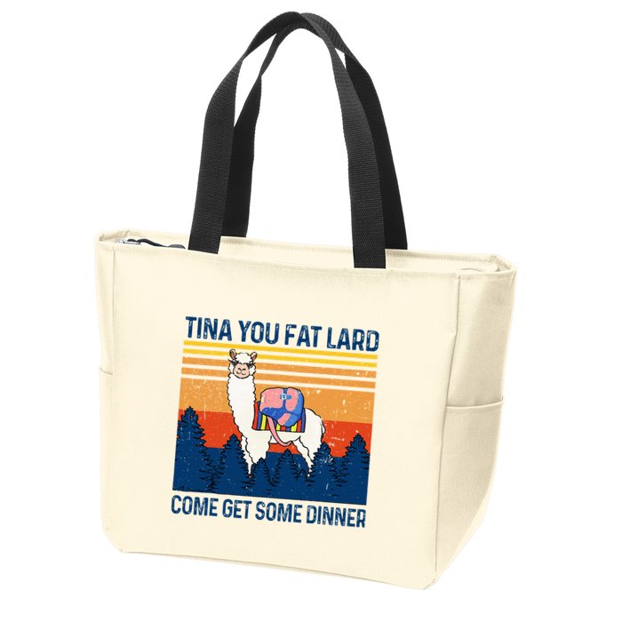 Funny Alpaca Tina You Fat Lard Come And Get Some Dinner Zip Tote Bag