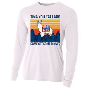 Funny Alpaca Tina You Fat Lard Come And Get Some Dinner Cooling Performance Long Sleeve Crew