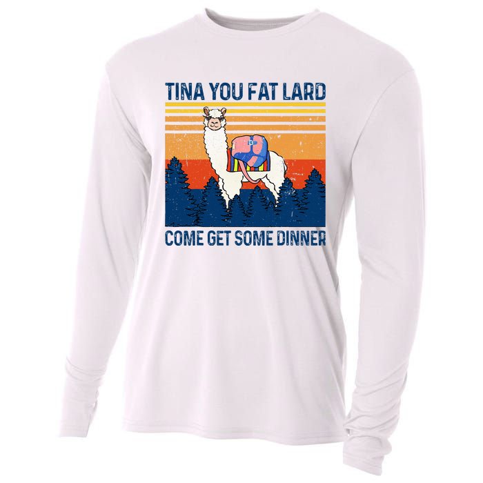 Funny Alpaca Tina You Fat Lard Come And Get Some Dinner Cooling Performance Long Sleeve Crew