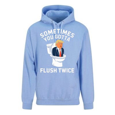 Funny Anti Trump Sometimes You Gotta Flush Twice Unisex Surf Hoodie