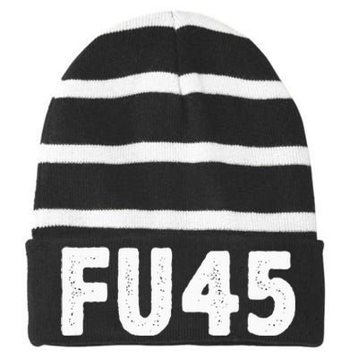 Fu45 Anti Trump Vintage Style Striped Beanie with Solid Band