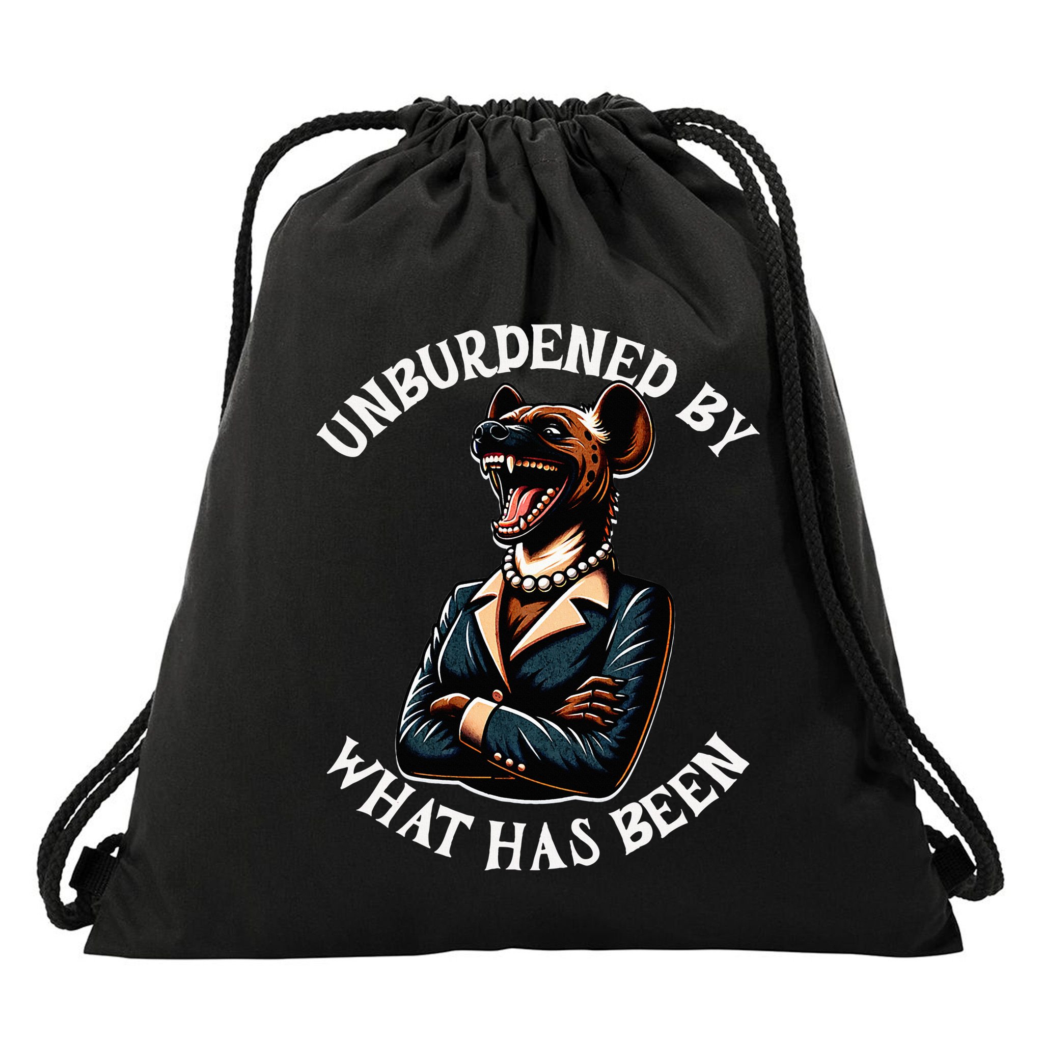 Funny Antikamala The Hyena With Famous Unburdened Quote Drawstring Bag