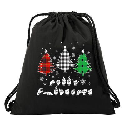 Funny Asl Trees Christmas American Sign Language  Drawstring Bag