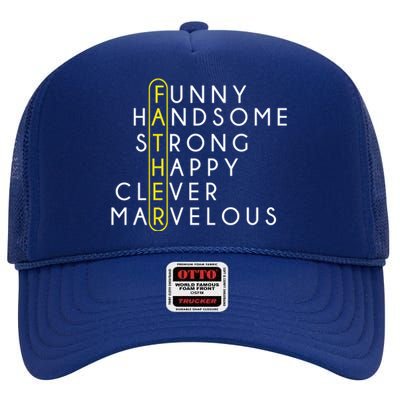 Father Acronym Fathers Day High Crown Mesh Back Trucker Hat