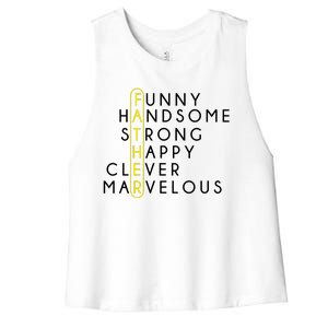 Father Acronym Fathers Day Women's Racerback Cropped Tank