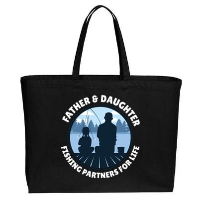 Father And Daughter Fishing Partners Cotton Canvas Jumbo Tote