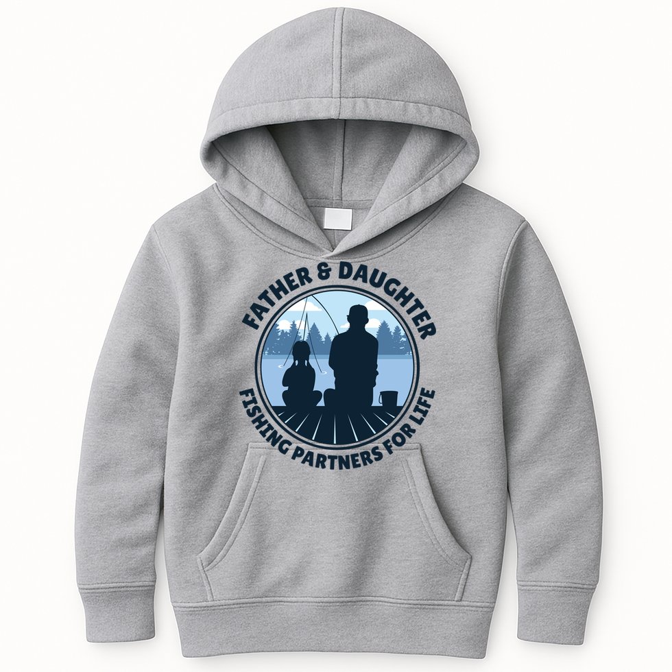 Father And Daughter Fishing Partners Kids Hoodie