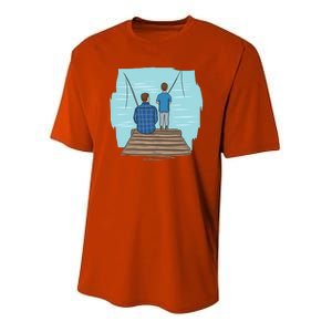 Father And Son Fishing Youth Performance Sprint T-Shirt