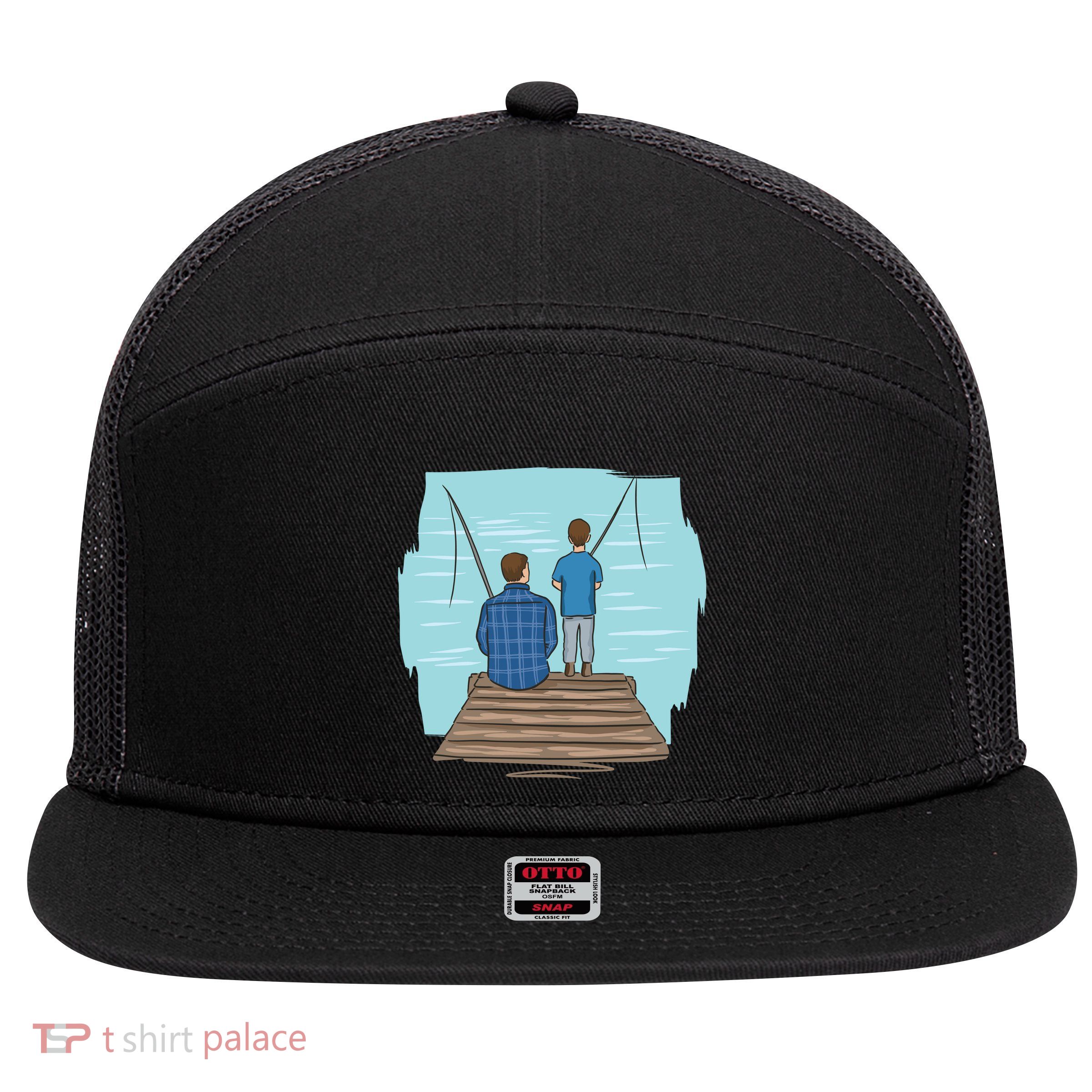 Father And Son Fishing 7 Panel Mesh Trucker Snapback Hat