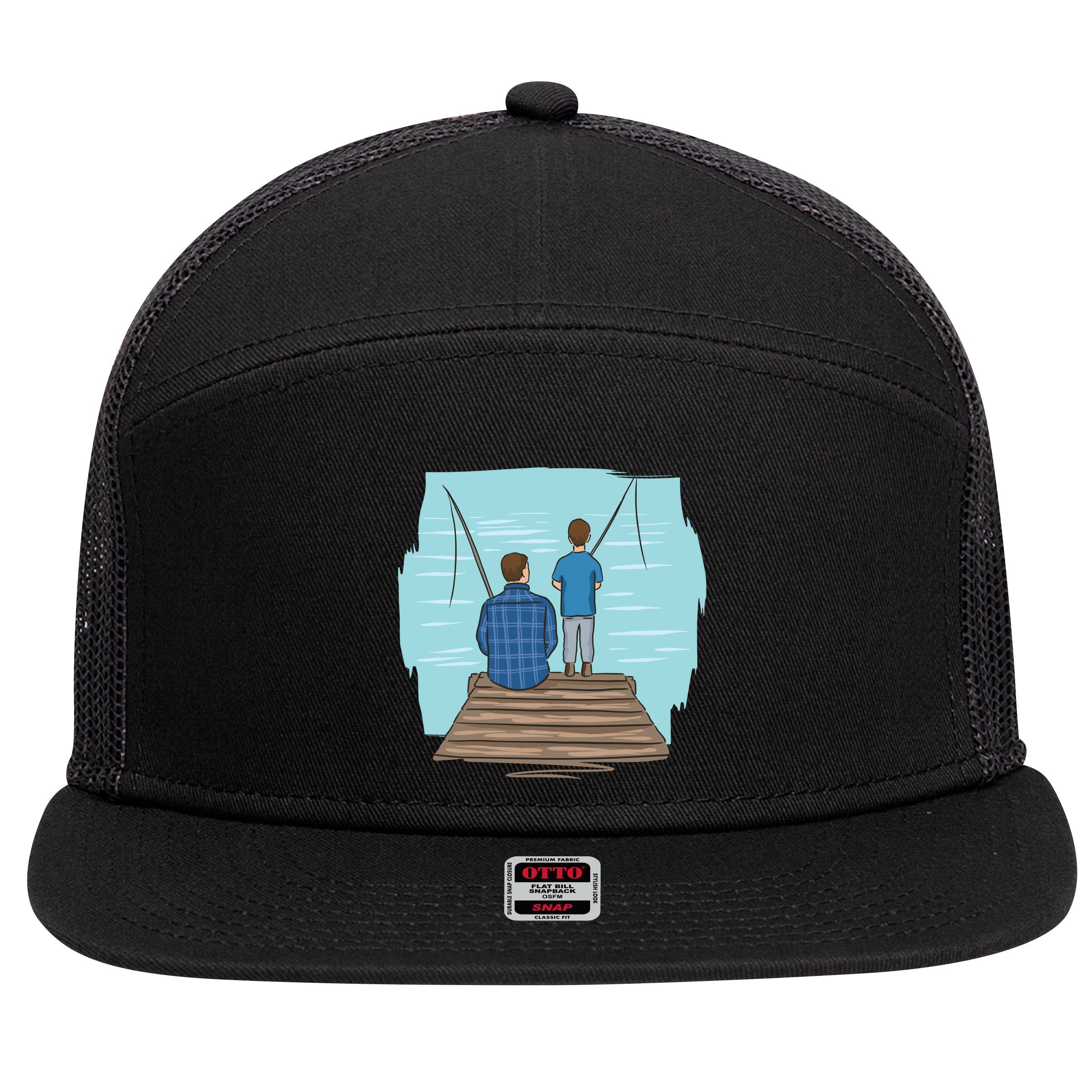 Father And Son Fishing 7 Panel Mesh Trucker Snapback Hat