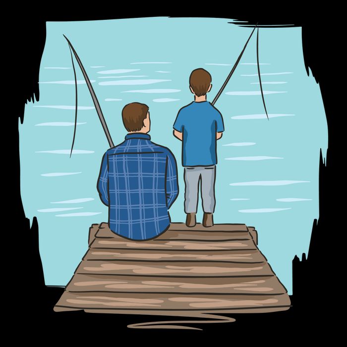 Father And Son Fishing Drawstring Bag