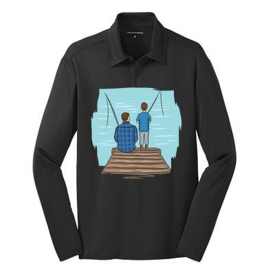 Father And Son Fishing Silk Touch Performance Long Sleeve Polo