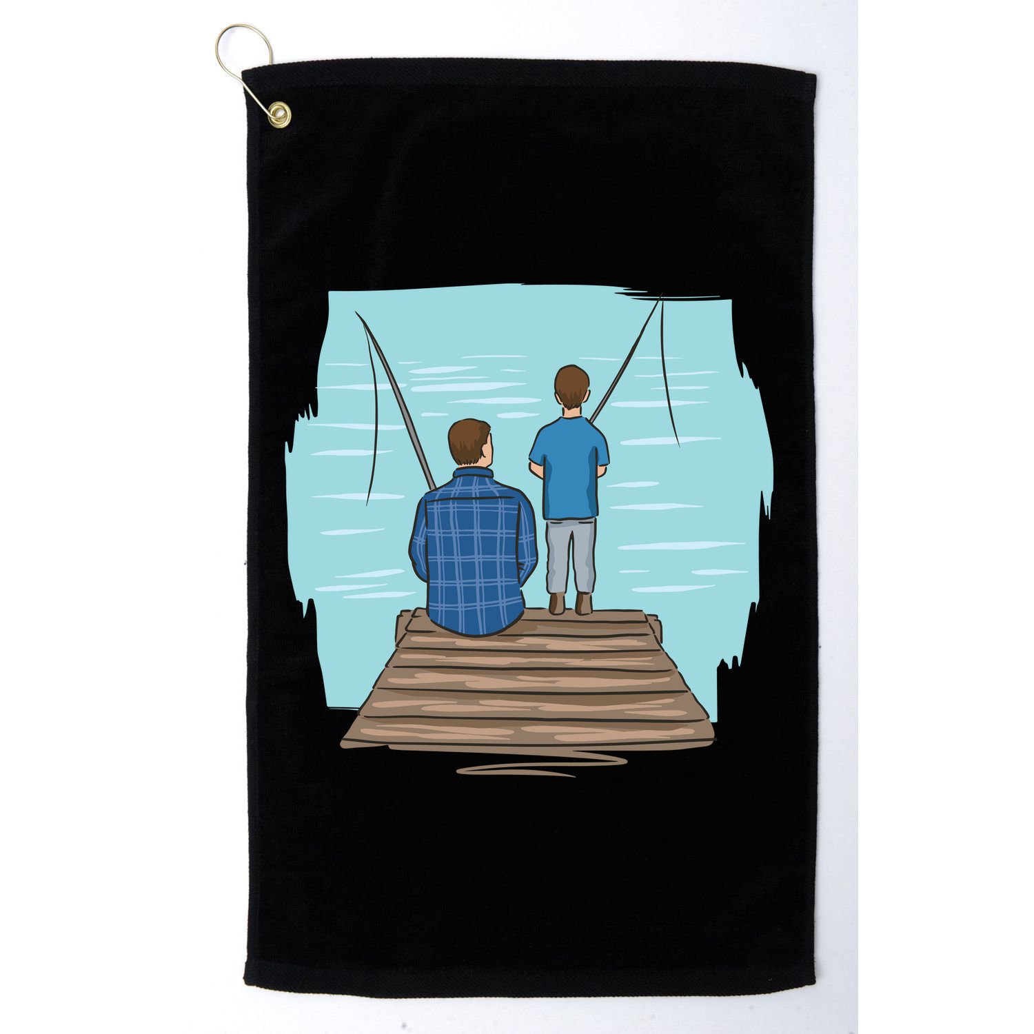Father And Son Fishing Golf Towel