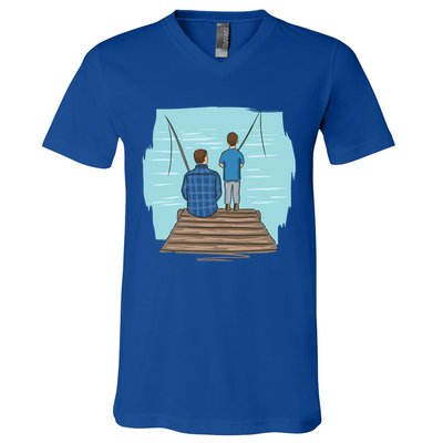 Father And Son Fishing V-Neck T-Shirt