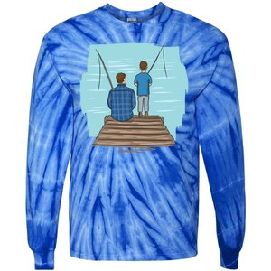 Father And Son Fishing Tie-Dye Long Sleeve Shirt