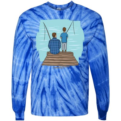 Father And Son Fishing Tie-Dye Long Sleeve Shirt