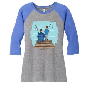 Father And Son Fishing Women's Tri-Blend 3/4-Sleeve Raglan Shirt