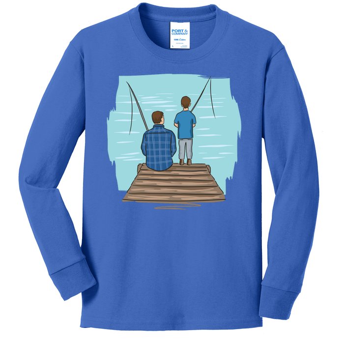 Father And Son Fishing Kids Long Sleeve Shirt